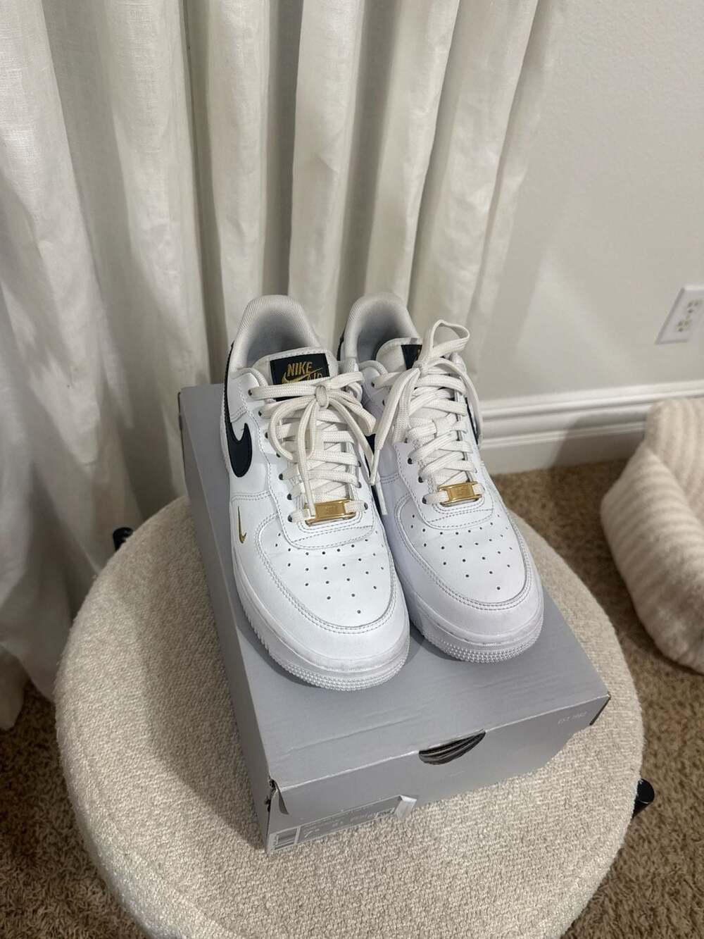 Nike Women's Air Force 1 '07 Essential White Black Gold (CZ0270-102)